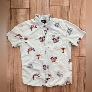 O'Neill Light Blue Tropical Parrot & Palm Short-Sleeve Button-Down Shirt